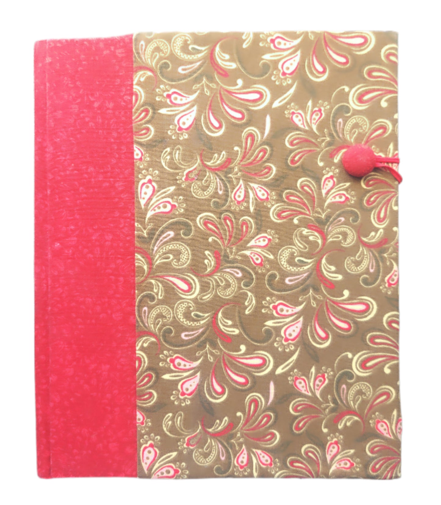 Fabric Covered Hardcover Notebook Composition Book Cover - Red & Brown Paisley - Chic Brico