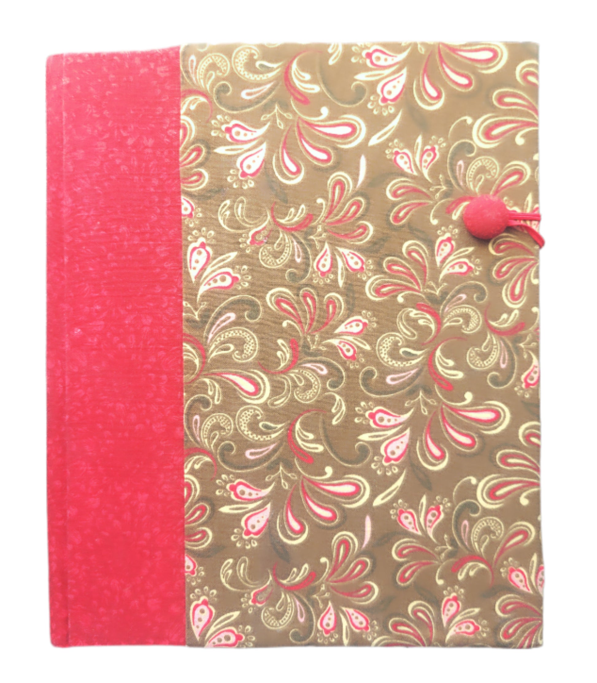 Fabric Covered Hardcover Notebook Composition Book Cover - Red & Brown Paisley - Chic Brico