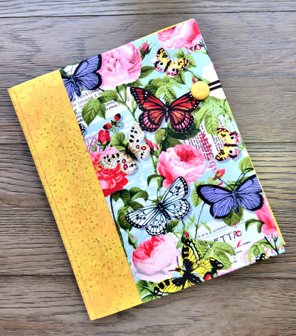 Fabric Covered Hardcover Notebook Composition Book Cover - Butterflies and Flowers - Chic Brico