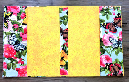 Fabric Covered Hardcover Notebook Composition Book Cover - Butterflies and Flowers - Chic Brico