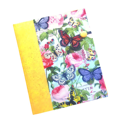 Fabric Covered Hardcover Notebook Composition Book Cover - Butterflies and Flowers - Chic Brico