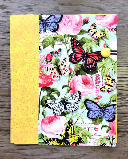 Fabric Covered Hardcover Notebook Composition Book Cover - Butterflies and Flowers - Chic Brico