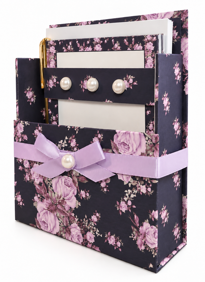 Lavender After Dark Boxed Stationery Set – 20 Notecards, 20 Envelopes & Gold Pen