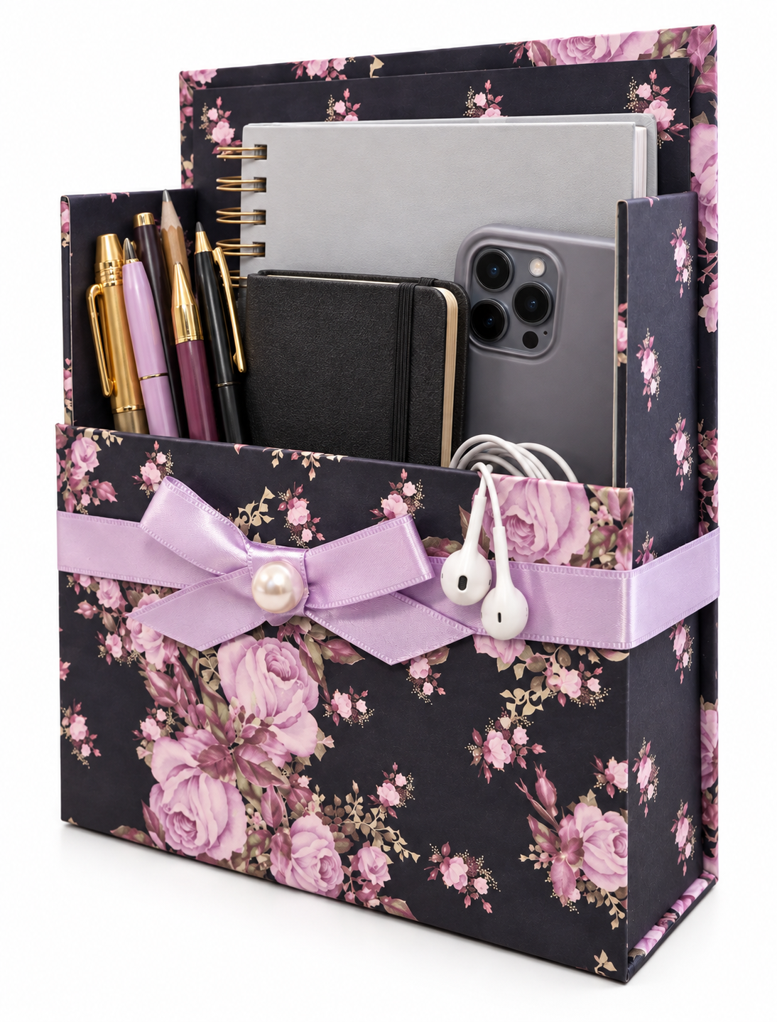Lavender After Dark Boxed Stationery Set – 20 Notecards, 20 Envelopes & Gold Pen