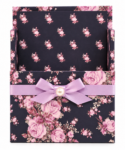 Lavender After Dark Boxed Stationery Set – 20 Notecards, 20 Envelopes & Gold Pen