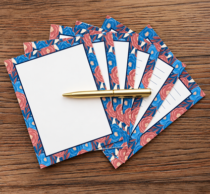 Autumn in Blue Boxed Stationery Set – 20 Notecards, 20 Envelopes & Gold Pen