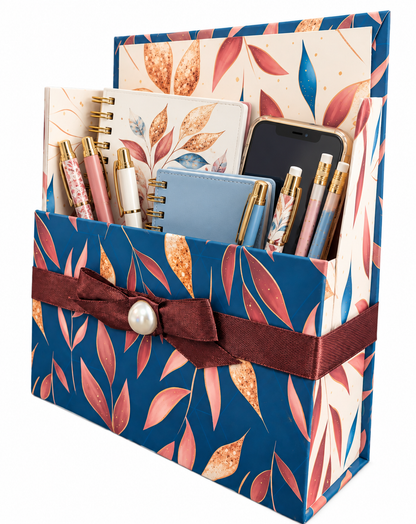Autumn in Blue Boxed Stationery Set – 20 Notecards, 20 Envelopes & Gold Pen