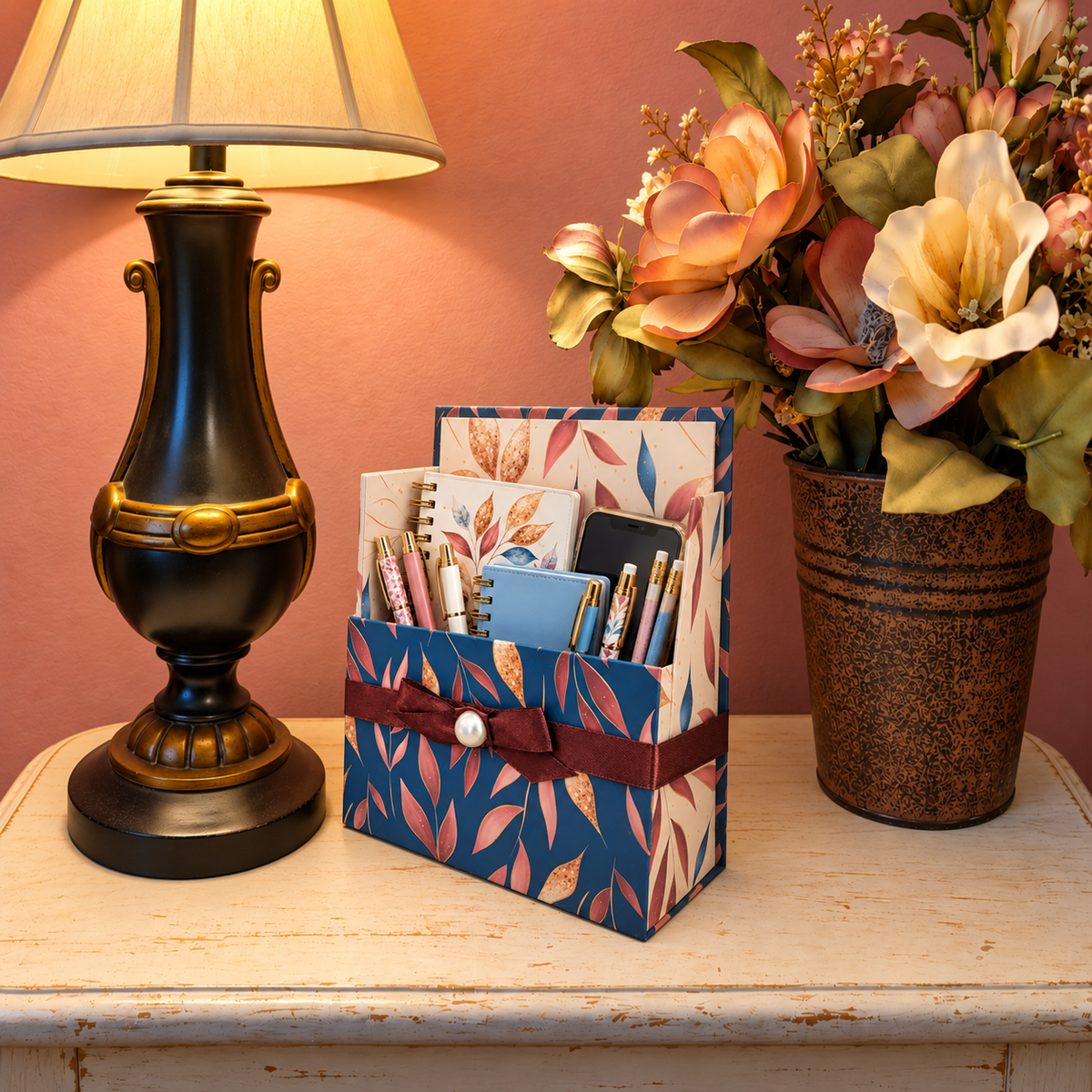 Autumn in Blue Boxed Stationery Set – 20 Notecards, 20 Envelopes & Gold Pen
