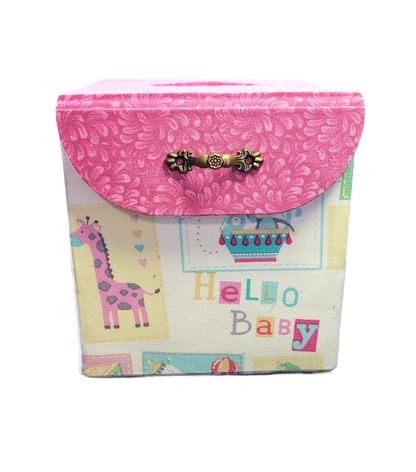 Fabric Covered Tissue Box Holder, Kid's Bedroom Decor, Hello Baby Pink Balloons - Chic Brico
