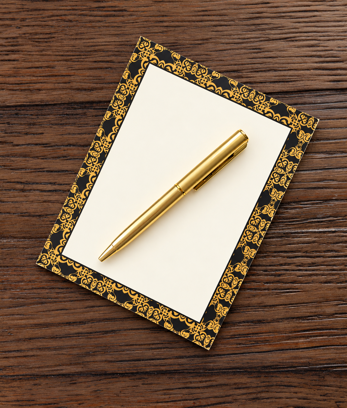 Gilded Gatsby Boxed Stationery Set - 20 Notecards, 20 Envelopes & Gold Pen - Chic Brico