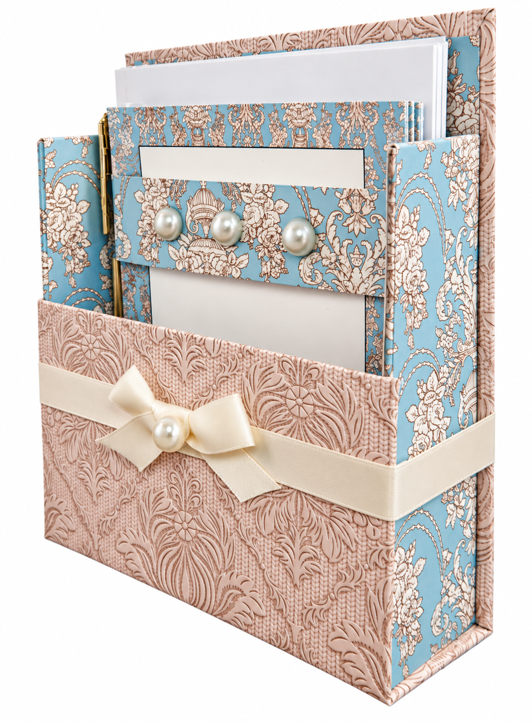 Blue Chateau Boxed Stationery Set – 20 Notecards, 20 Envelopes & Gold Pen