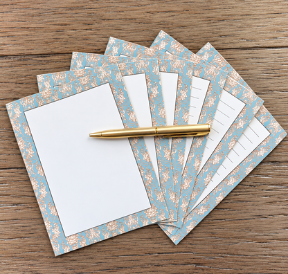 Blue Chateau Boxed Stationery Set – 20 Notecards, 20 Envelopes & Gold Pen