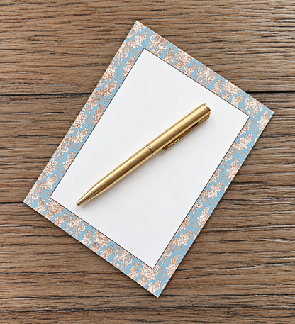 Blue Chateau Boxed Stationery Set – 20 Notecards, 20 Envelopes & Gold Pen