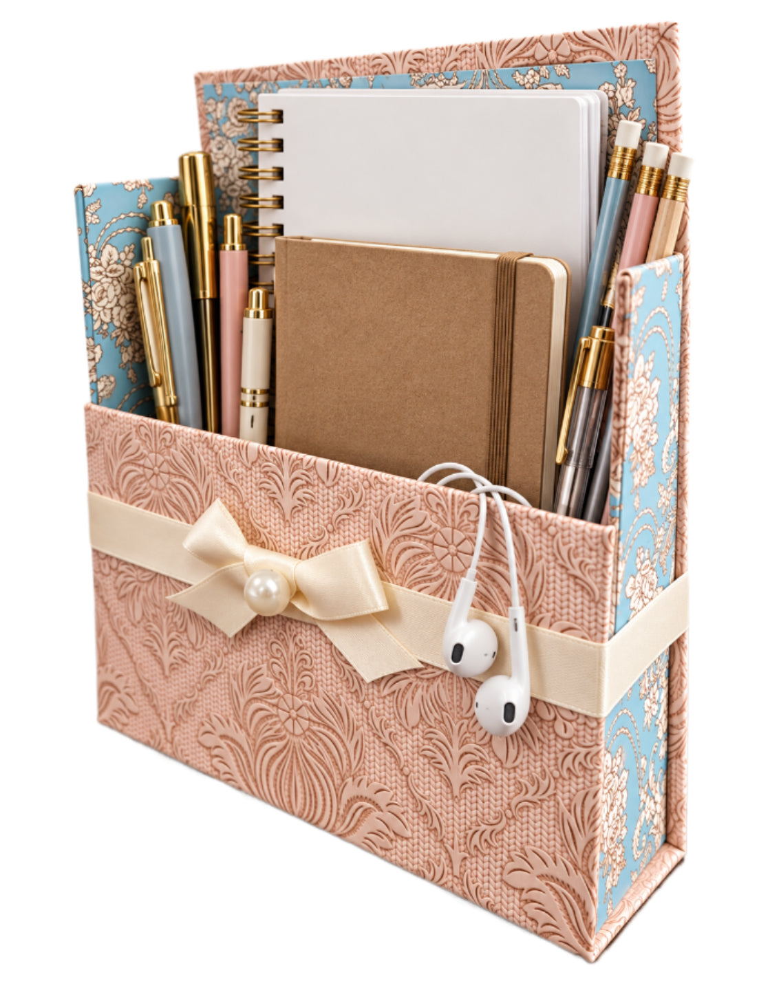 Blue Chateau Boxed Stationery Set – 20 Notecards, 20 Envelopes & Gold Pen