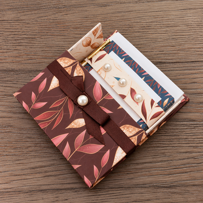Autumn Golden Leaves Boxed Stationery Set – 20 Notecards, 20 Envelopes & Gold Pen