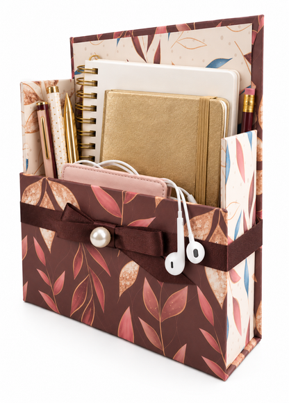 Autumn Golden Leaves Boxed Stationery Set – 20 Notecards, 20 Envelopes & Gold Pen
