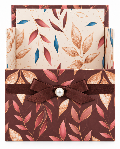 Autumn Golden Leaves Boxed Stationery Set – 20 Notecards, 20 Envelopes & Gold Pen