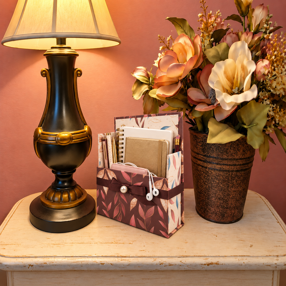 Autumn Golden Leaves Boxed Stationery Set – 20 Notecards, 20 Envelopes & Gold Pen