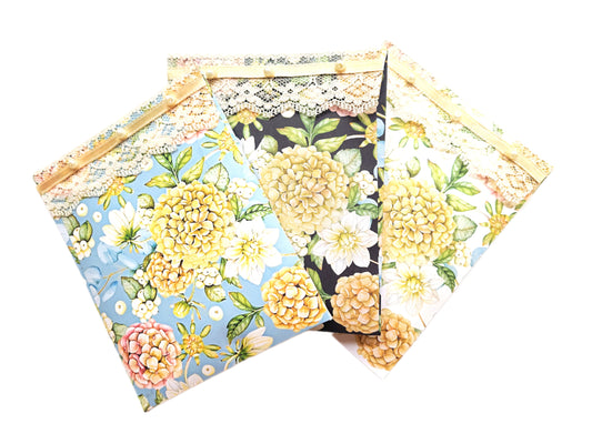 Pearls & Lace Chamomile Scented Drawer, Closet & Car Sachets, Large Size 4" x 5", 3-Pack - Chic Brico
