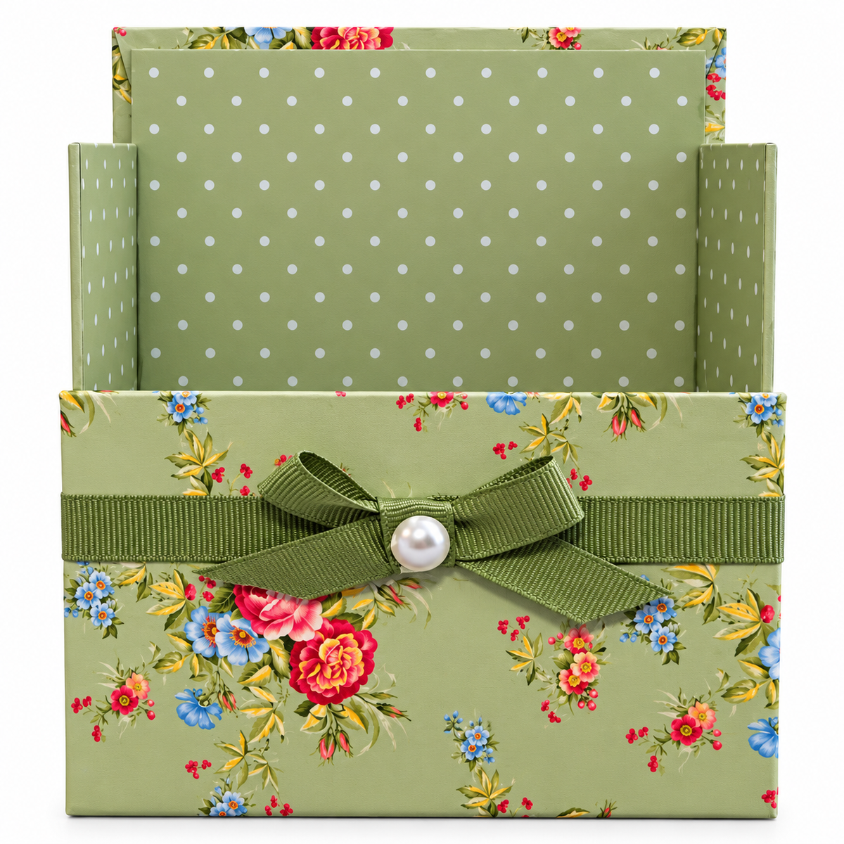 Sage & Coral Garden Boxed Stationery Set - 20 Notecards, 20 Envelopes & Gold Pen