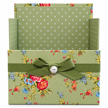 Sage & Coral Garden Boxed Stationery Set - 20 Notecards, 20 Envelopes & Gold Pen