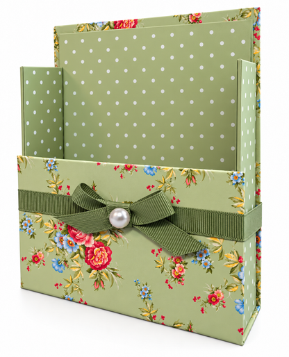 Sage & Coral Garden Boxed Stationery Set - 20 Notecards, 20 Envelopes & Gold Pen