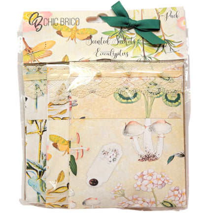 Pearls & Lace Eucalyptus Scented Drawer, Closet & Car Sachets, Large Size 4" x 5", 3-Pack - Chic Brico