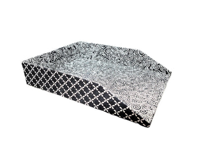 Letter Tray, Fabric-Covered Office or Work Desk Decor Paper Tray, Black and White Diamonds & Swirls - Chic Brico