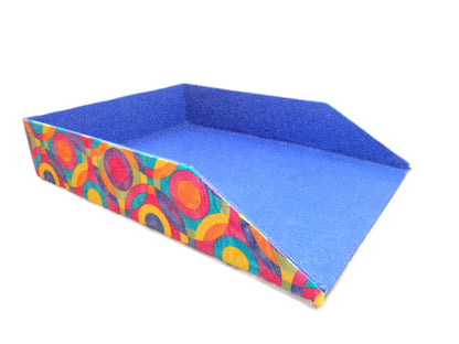 Letter Tray, Fabric-Covered Office or Work Desk Decor Paper Tray, Bright Rainbow Circles - Chic Brico