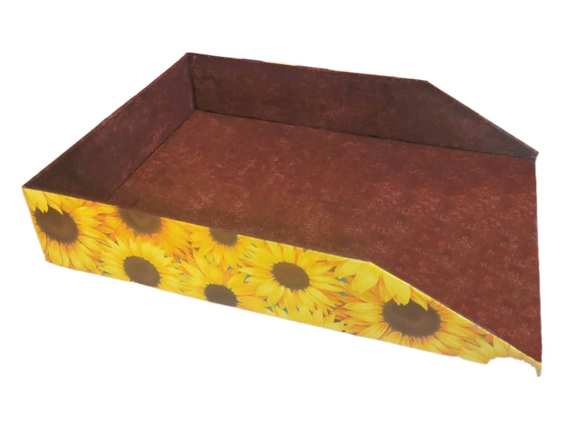 Letter Tray, Fabric-Covered Office or Work Desk Decor Paper Tray, Happy Sunflowers - Chic Brico