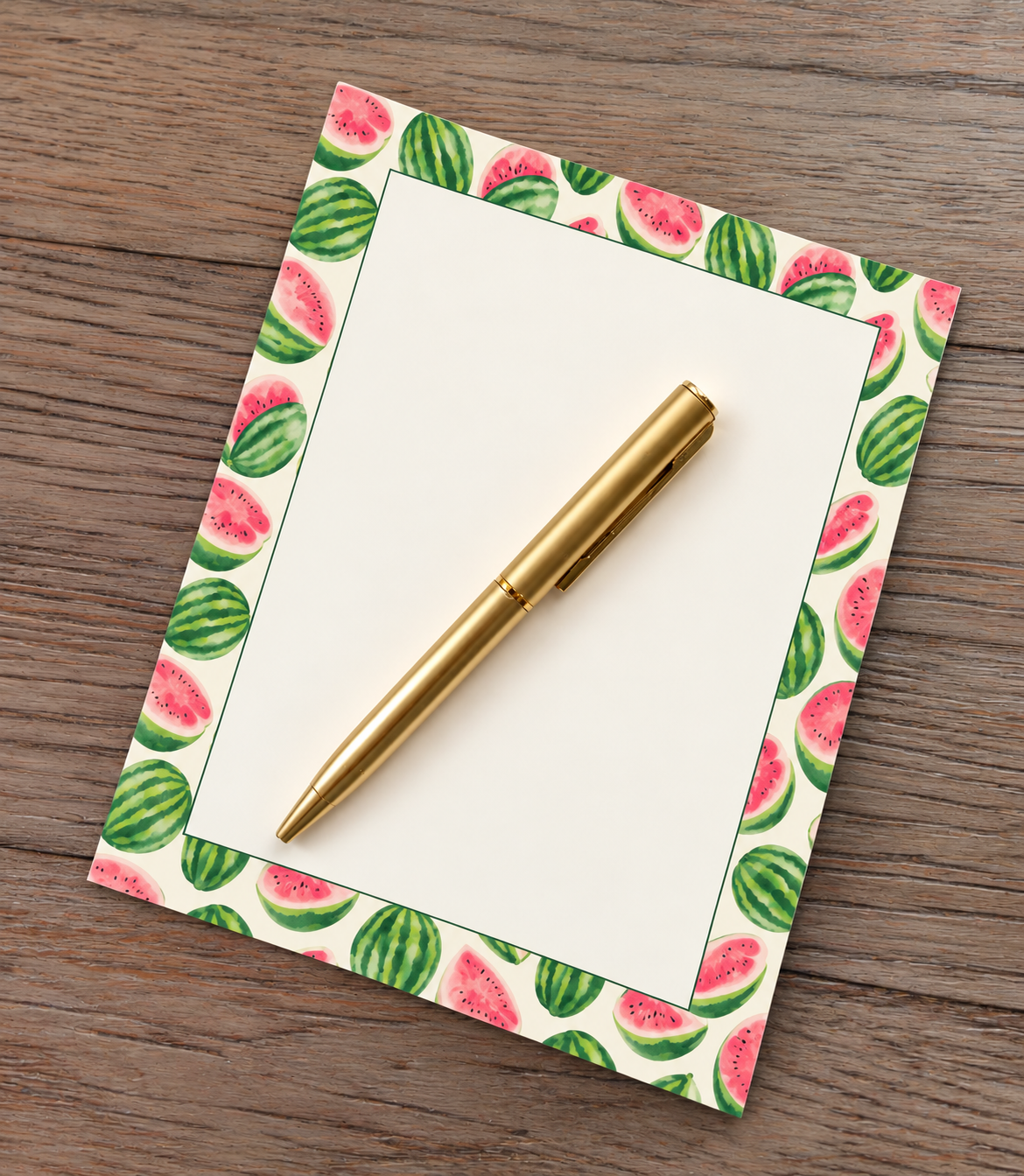 Fresh Red Watermelon Boxed Stationery Set - 20 Notecards, 20 Envelopes & Gold Pen