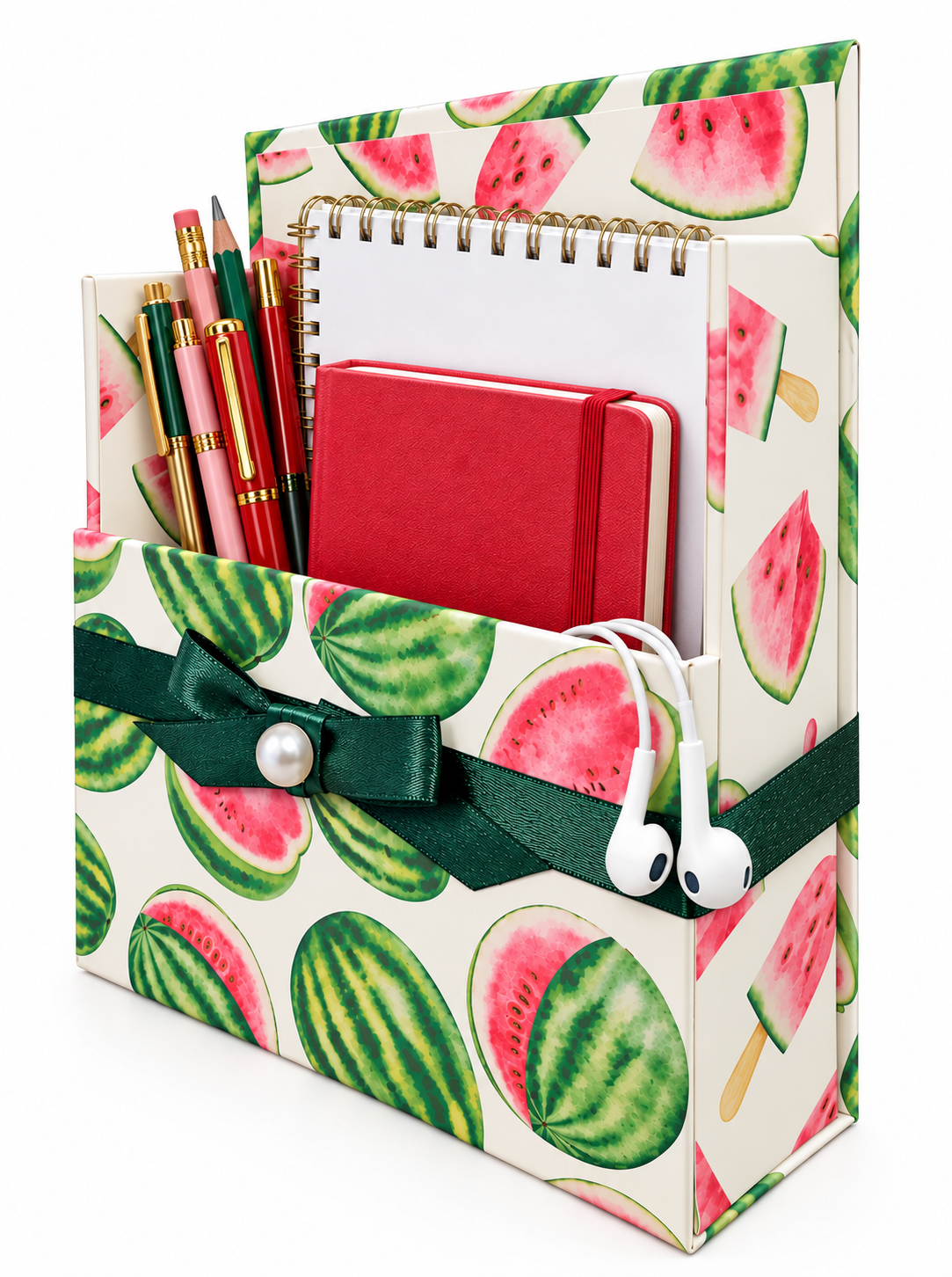 Fresh Red Watermelon Boxed Stationery Set - 20 Notecards, 20 Envelopes & Gold Pen
