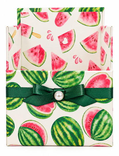 Fresh Red Watermelon Boxed Stationery Set - 20 Notecards, 20 Envelopes & Gold Pen