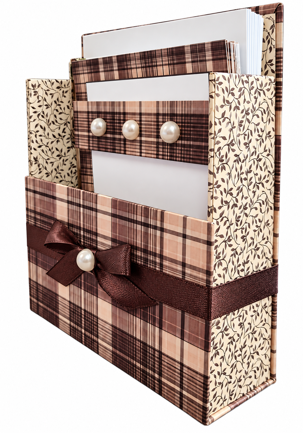 Gentleman's Plaid Boxed Stationery Set – 20 Notecards, 20 Envelopes & Gold Pen