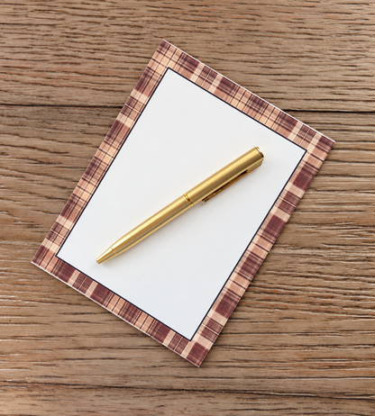 Gentleman's Plaid Boxed Stationery Set – 20 Notecards, 20 Envelopes & Gold Pen