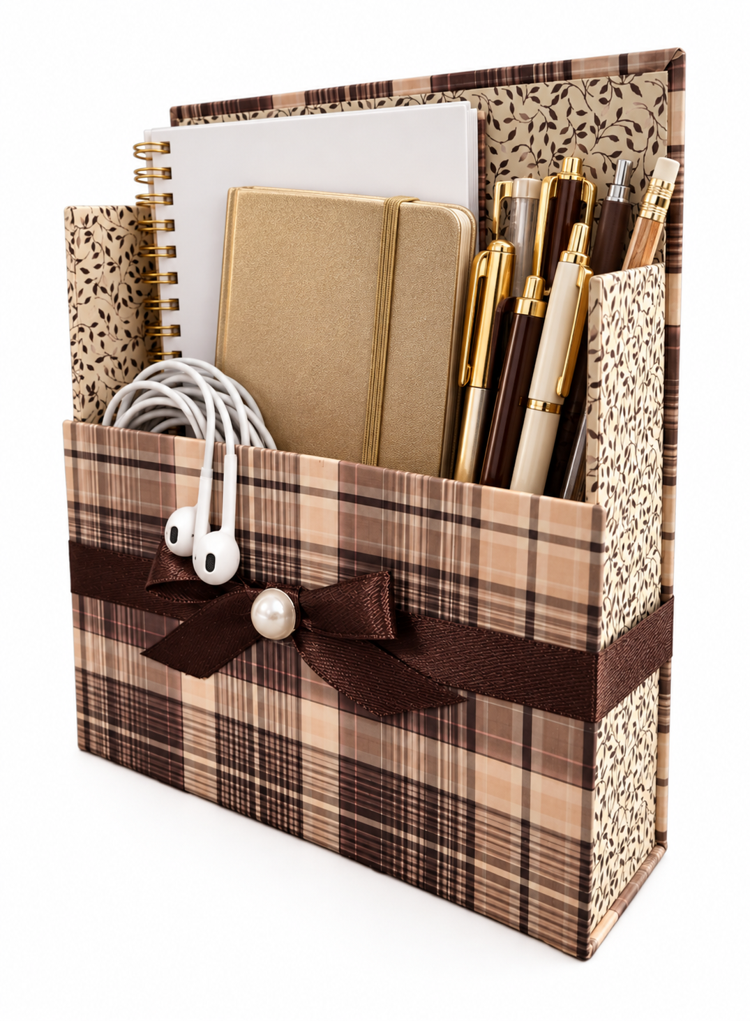 Gentleman's Plaid Boxed Stationery Set – 20 Notecards, 20 Envelopes & Gold Pen