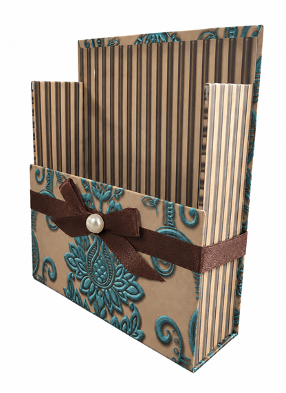 Antique Turquoise Boxed Stationery Set - 20 Notecards, 20 Envelopes & Gold Pen