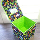 Fabric Covered Tissue Box Holder, Kid's Bedroom Decor, Neon Green and Cute Bugs