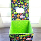 Fabric Covered Tissue Box Holder, Kid's Bedroom Decor, Neon Green and Cute Bugs