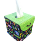 Fabric Covered Tissue Box Holder, Kid's Bedroom Decor, Neon Green and Cute Bugs