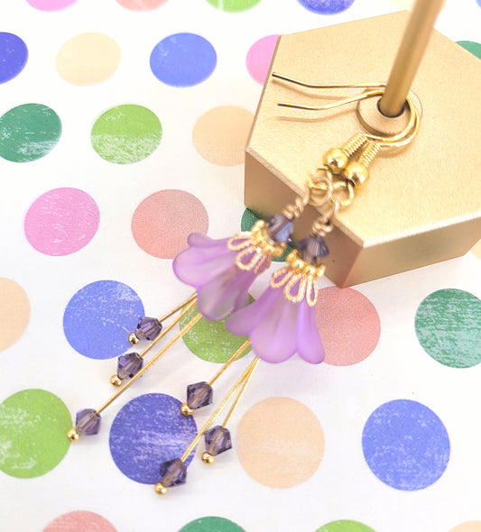Lilac Purple Bell Flower Earrings - Chic Brico