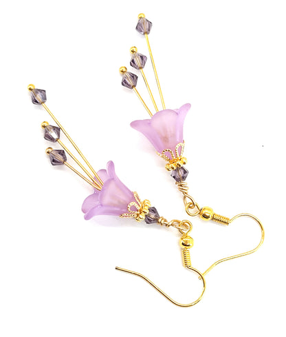 Lilac Purple Bell Flower Earrings - Chic Brico