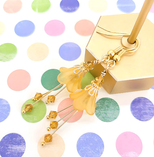 Bell Flower Earrings - Orange and Gold - Chic Brico