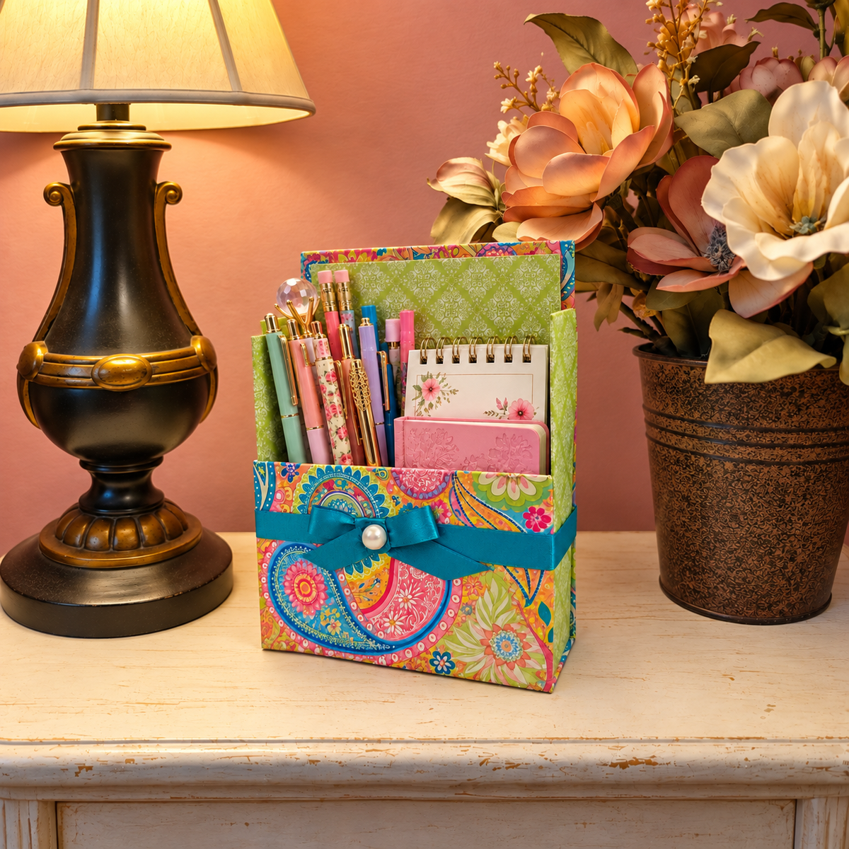 Paisley Paradise Boxed Stationery Set – 20 Notecards, 20 Envelopes & Gold Pen