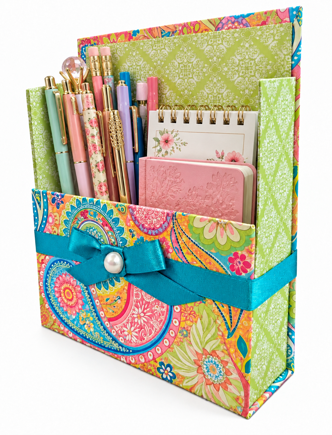 Paisley Paradise Boxed Stationery Set – 20 Notecards, 20 Envelopes & Gold Pen