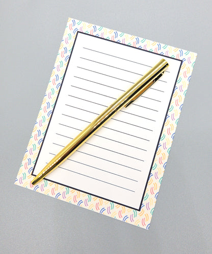 42-Pc Stationery Gift Box Set w/Reusable Desktop Organizer Box and Gold Pen - Pink, Orange & Yellow Paisley - Chic Brico