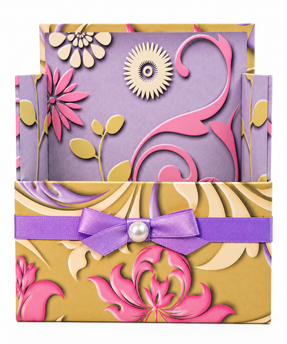 Lavender Whimsy Boxed Stationery Set – 20 Notecards, 20 Envelopes & Gold Pen
