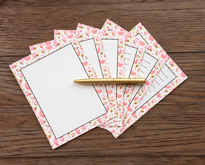 Golden Blush Magnolias Boxed Stationery Set – 20 Notecards, 20 Envelopes & Gold Pen