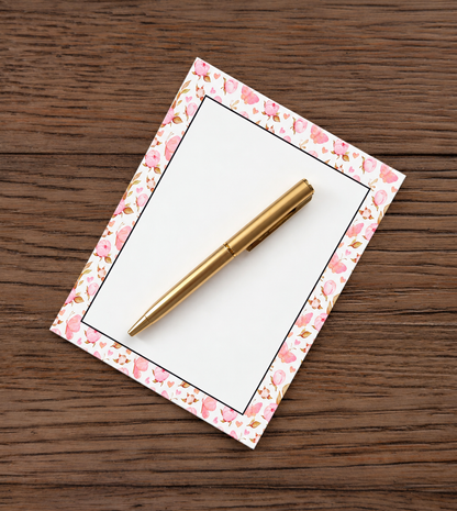 Golden Blush Magnolias Boxed Stationery Set – 20 Notecards, 20 Envelopes & Gold Pen