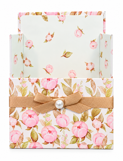 Golden Blush Magnolias Boxed Stationery Set – 20 Notecards, 20 Envelopes & Gold Pen
